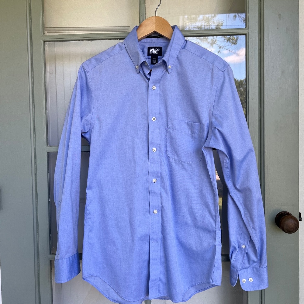 Lands End Non Iron Supima Cotton Dress Shirt - Slim Fit - Medium